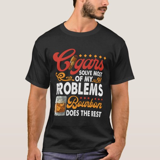 引用文葉巻喫煙及びウィスキーバーボンユーモア Tシャツ (正面)