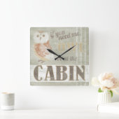 引用文|のフクロウは小屋にあります スクエア壁時計 (ホーム)