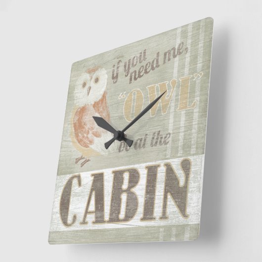 引用文|のフクロウは小屋にあります スクエア壁時計 (傾斜)