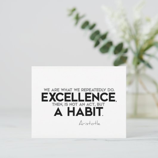 引用文：アリストテレス：卓越性は習慣である ポストカード (スタンド正面)