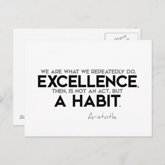 引用文:アリストテレス:卓越性は習慣である ポストカード (正面/裏面)