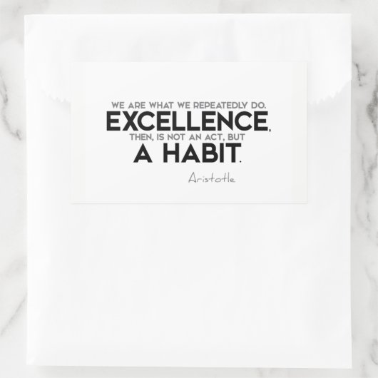 引用文：アリストテレス：卓越性は習慣である 長方形シール (バッグ)