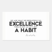 引用文：アリストテレス：卓越性は習慣である 長方形シール (正面)