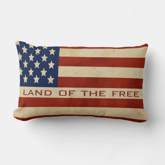 引用文-ヴィンテージアメリカ国旗の枕 ランバークッション (正面)