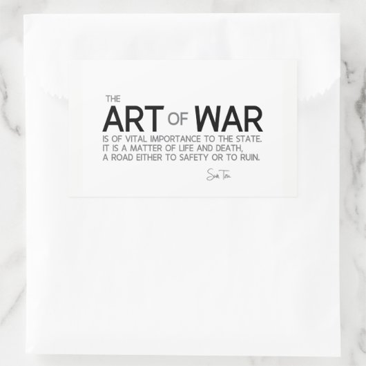 引用文：孫子：戦争、生と死の芸術 長方形シール (バッグ)