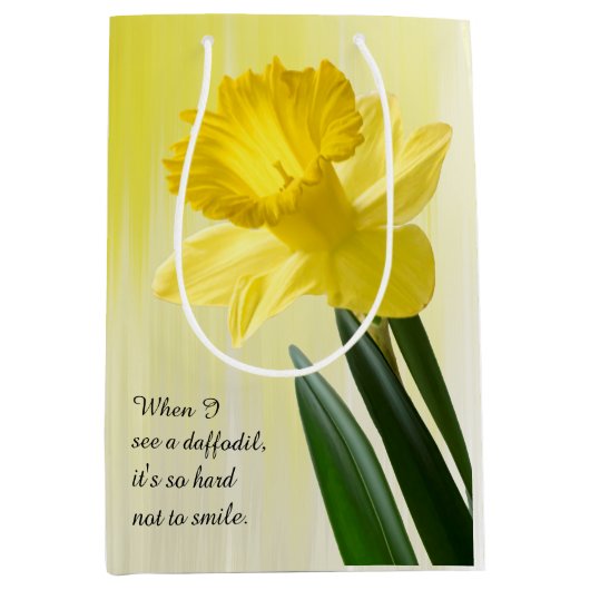 引用文:  "時私が見るラッパスイセンを…"  花の写真 ミディアムペーパーバッグ (正面)