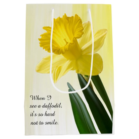 引用文:  "時私が見るラッパスイセンを…"  花の写真 ミディアムペーパーバッグ (裏面)