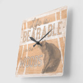 引用文 |森の中で人生は耐えられる スクエア壁時計 (傾斜)