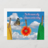 引用文(物干し線上に蝶とデイジー) シーズンポストカード (正面/裏面)