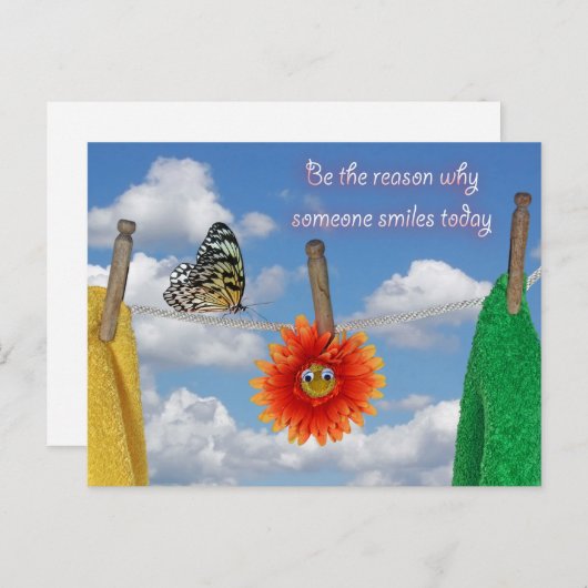 引用文(物干し線上に蝶とデイジー) シーズンポストカード (正面/裏面)