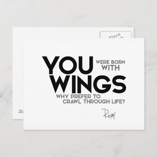 引用文：瑠美生まれ：翼あり ポストカード (正面/裏面)