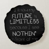 引用文 – 私は私の未来が無限であることを知っている – 黒 ラウンドクッション (裏面)