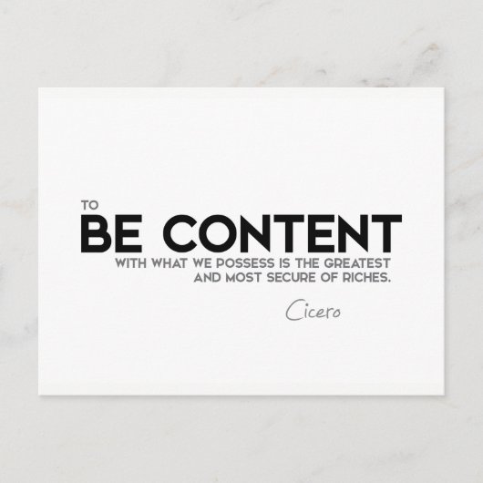 引用文: Cicero: Be content ポストカード (正面)
