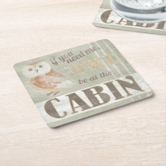引用文 | Owl Be The Cabin スクエアペーパーコースター (アングル)