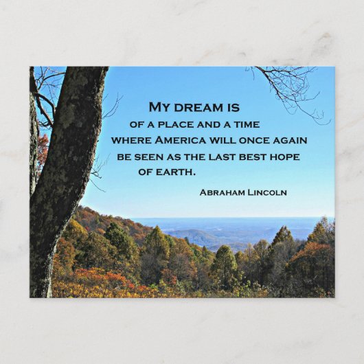引用文about America by Abraham Lincoln ポストカード (正面)