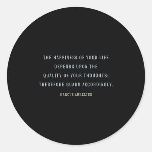 引用文by Marcus Aurelius, Mindset やる気を起こさせる Quo ラウンドシール (正面)