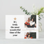 引用 家族の写真 ミニマル ゴールド グリッター ツリー シーズンカード (スタンド正面)