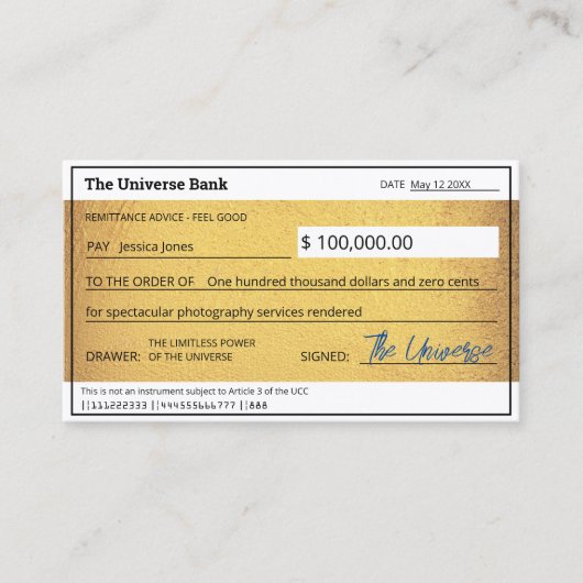 引空白の力表示の金ゴールド法を確認する 名刺 (正面)