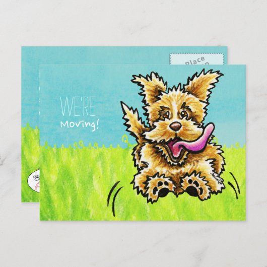 引越しかわいい犬の新しい住所のお知らせ 案内ポストカード (正面/裏面)