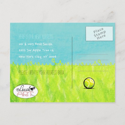 引越しかわいい犬の新しい住所のお知らせ 案内ポストカード (裏面)