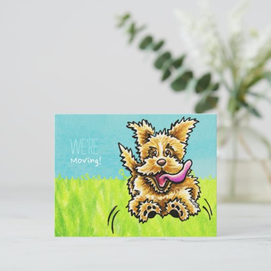 引越しかわいい犬の新しい住所のお知らせ 案内ポストカード (スタンド正面)
