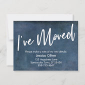 「引越しした」タイポグラフィグランジ海軍の発表 招待状 (正面)