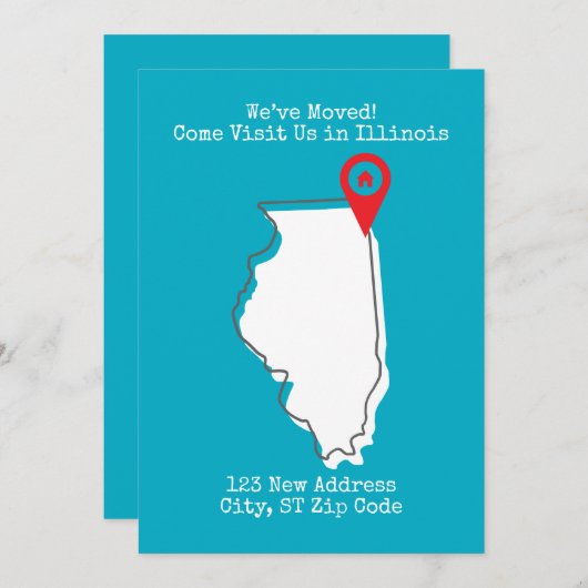 引越ししました!イリノイ州でお待ちしております 案内状 (正面/裏面)