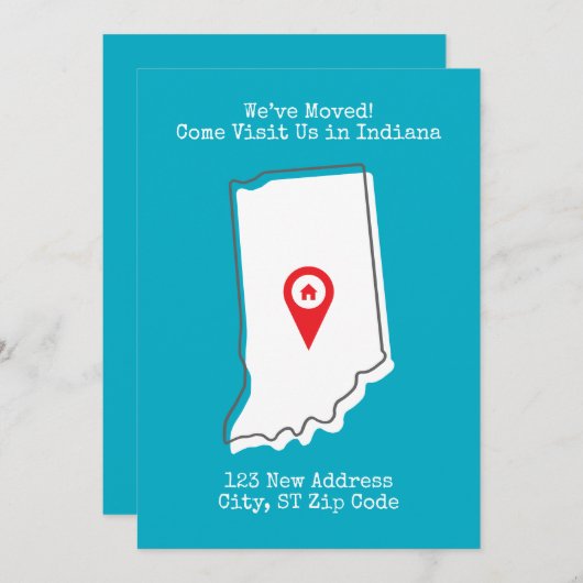 引越ししました！インディアナ州でお待ちしております 案内状 (正面/裏面)