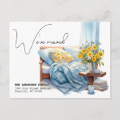 引越ししました 新住所 ソファ 水彩画 引っ越し 案内ポストカード (正面)