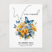 引越ししました 新住所 バタフライ 水彩 おしゃれ 案内ポストカード (正面)