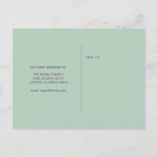 引越しのお知らせはがき水彩サボテン ポストカード (裏面)