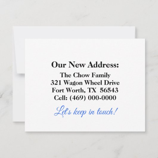 引越しのお知らせカード ノートカード (裏面)