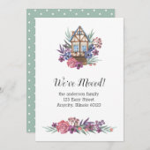 引越しのお知らせ 新しい家の通知 招待状 (正面/裏面)