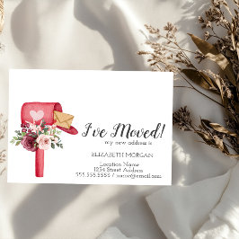 引越しのお知らせ,水彩の郵便箱の花 案内ポストカード