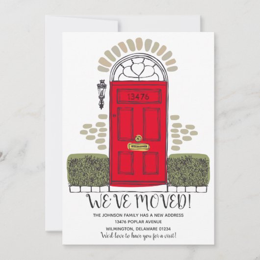 引越しのお知らせ - 遊び心のあるドア - 新住所のお知らせ 案内状 (正面)