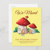 引越しました | かわいい森のキノコの家 案内ポストカード (正面/裏面)