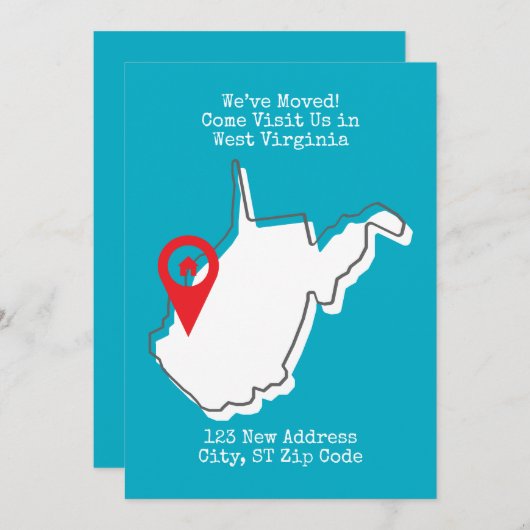 引越しました!ウェストバージニアにお越しください 案内状 (正面/裏面)