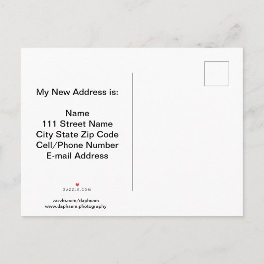 引越しました!オレンジダイシーと木製ポストカード 案内ポストカード (裏面)