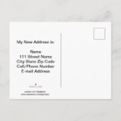 引越しました！ オレンジ色のデイジーと木製ポストカード 案内ポストカード (裏面)