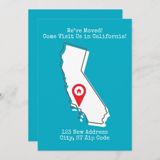 引越しました! カリフォルニアでお待ちしております 案内状 (正面/裏面)