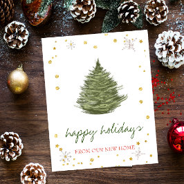 引越しました、クリスマスツリーの雪の結晶 案内ポストカード