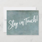 「引越しました」タイポグラフィー グランジ ブルー アナウンスメント 招待状 (裏面)