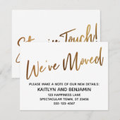 「引越しました」モダン手書きゴールドタイプカード 招待状 (正面/裏面)