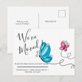 引越しました 手描きの蝶 ポストカード (正面/裏面)