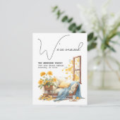 引越しました 新住所 フラワール 水彩画 移動 案内ポストカード (スタンド正面)