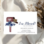 引越しました、水彩の郵便箱 青い花 案内ポストカード