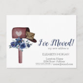 引越しました、水彩の郵便箱 青い花 案内ポストカード (正面)