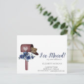 引越しました、水彩の郵便箱 青い花 案内ポストカード (スタンド正面)