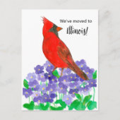 引越しアナウンスイリノイ(鳥)ショウジョウコウカンチョウバードビオレット ポストカード (正面)