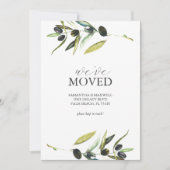 引越しアナウンスカード水彩オリーブ枝 セーブザデート (正面)
